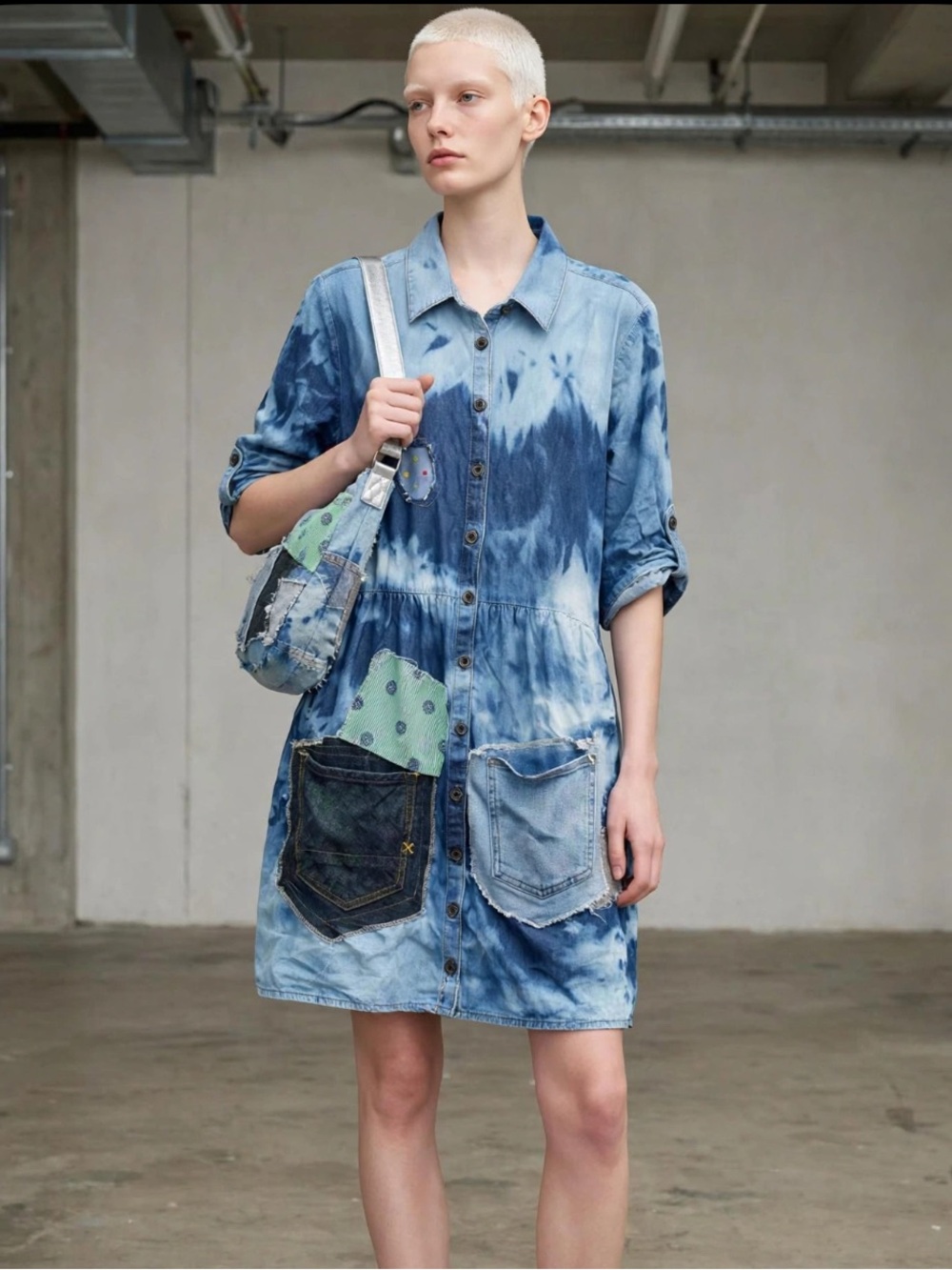 Cotton patched and repair dress